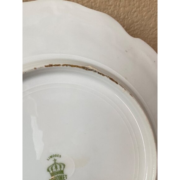 Antique Limoges Coronet Plate Hand Painted Violets Gold Trim France 1900s - Picture 6 of 11